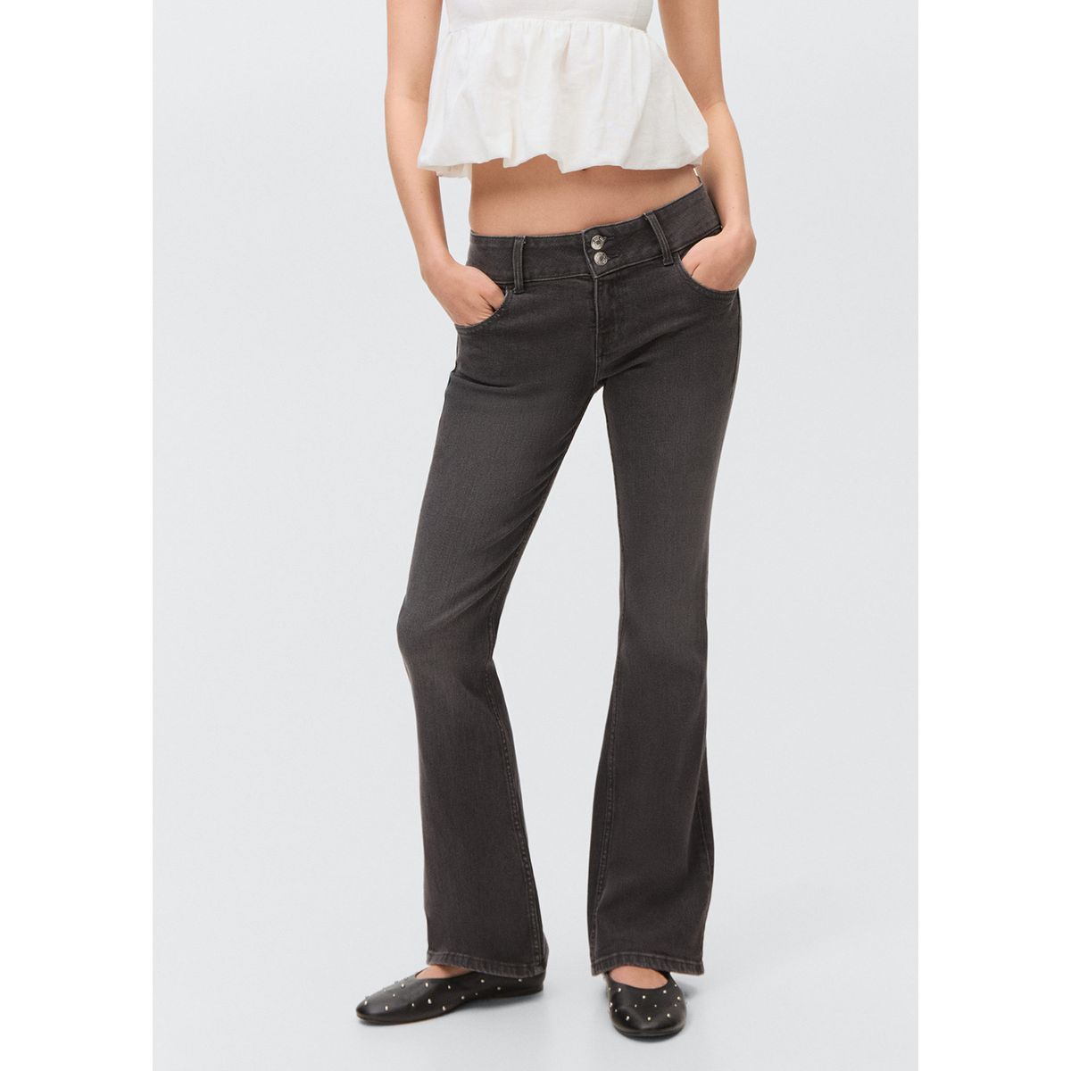 MANGO TEEN - Jean Flare Tiro Bajo Mujer Mango Teen