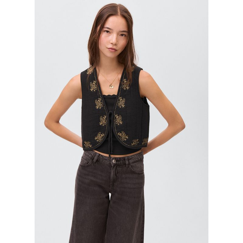 MANGO TEEN - Chaleco Bordado Mujer Mango Teen