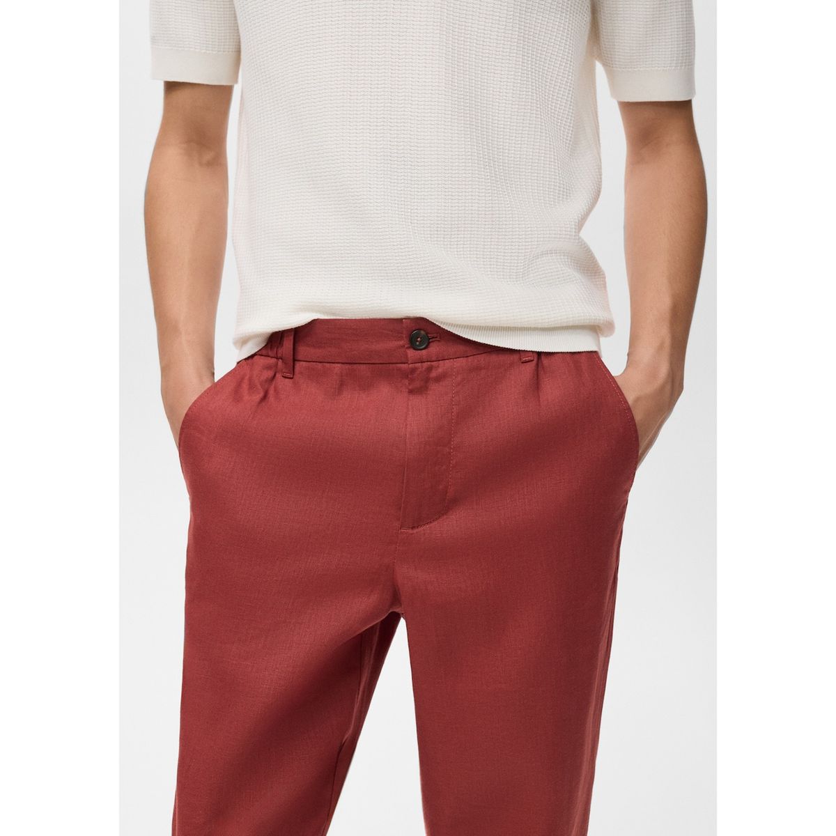 MANGO - Pantalón 100% Lino Recto Fit Hombre Man