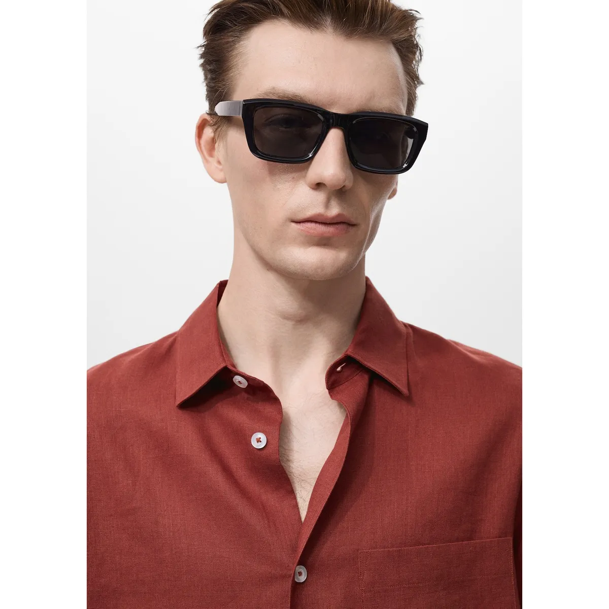 MANGO - Camisa 100% Lino Regular Fit Hombre Man