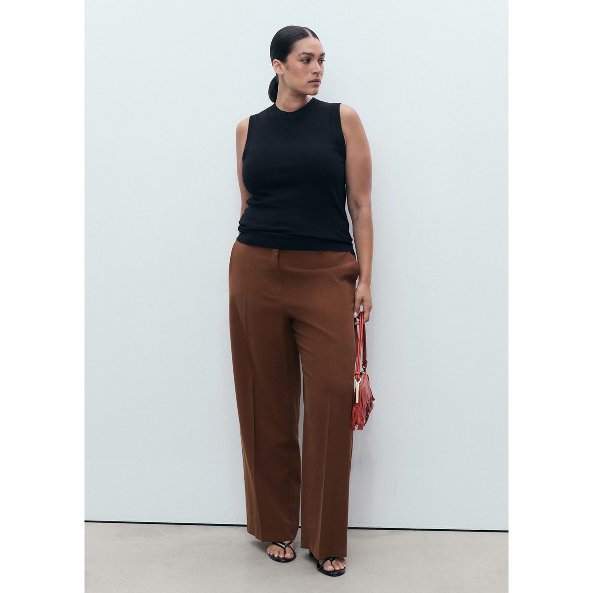 MANGO - Pantalón Straight Tiro Medio Mujer Mango