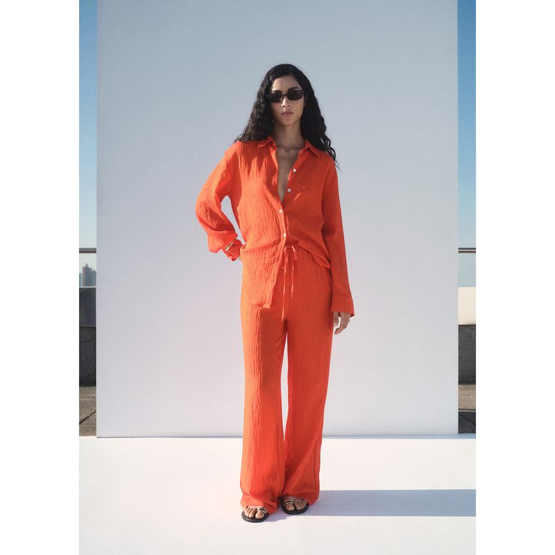 MANGO - Pantalón Straight Tiro Alto Mujer Mango