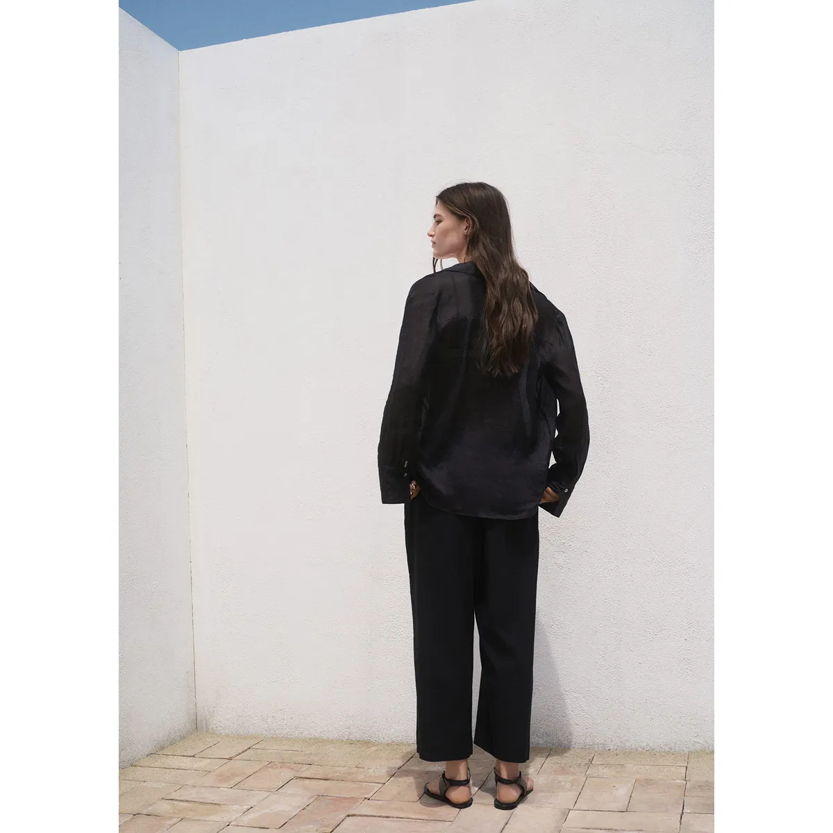 MANGO - Pantalón Cropped Tiro Medio Mujer Mango