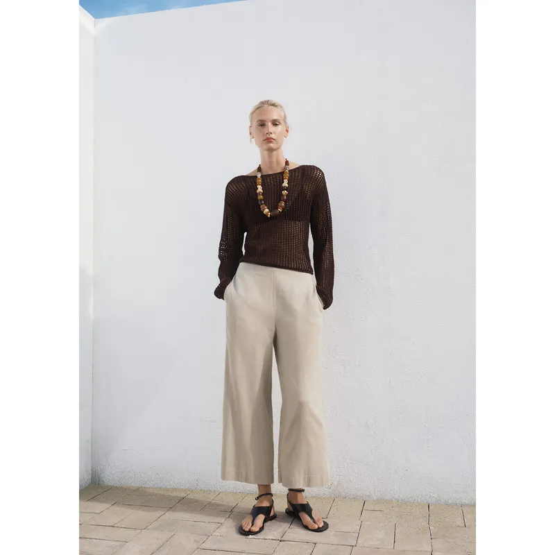 MANGO - Pantalón Cropped Tiro Medio Mujer Mango