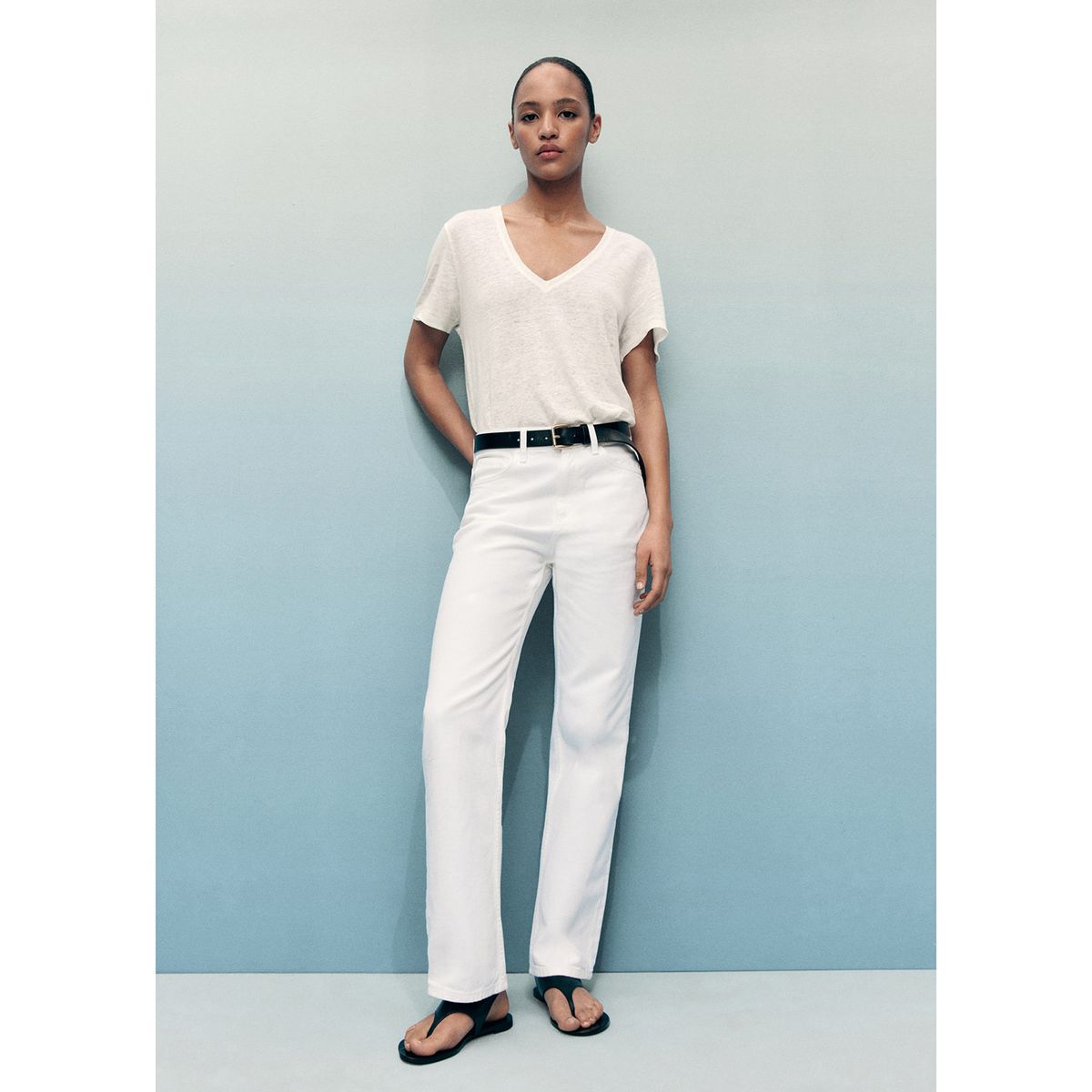 MANGO - Jean Straight Tiro Medio Mujer Mango