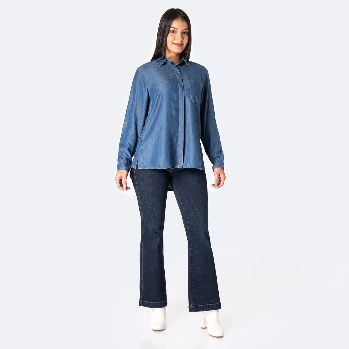 PIONIER - Blusa De Jean Regular Fit Mujer Pionier
