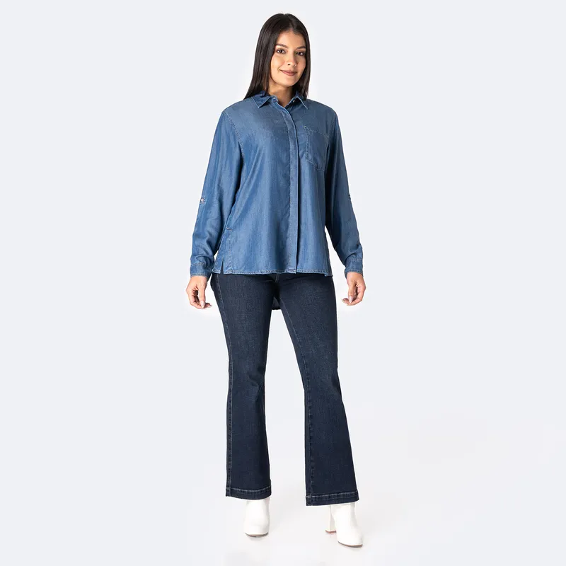 PIONIER - Blusa De Jean Regular Fit Mujer Pionier