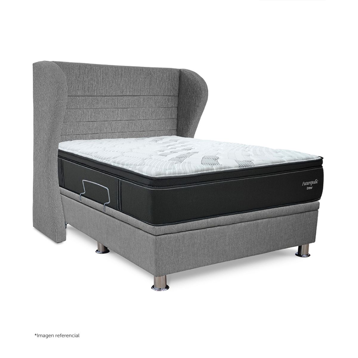 DRIMER - Dormitorio Practibox Futurepedic Queen Bretanna Gris Plata