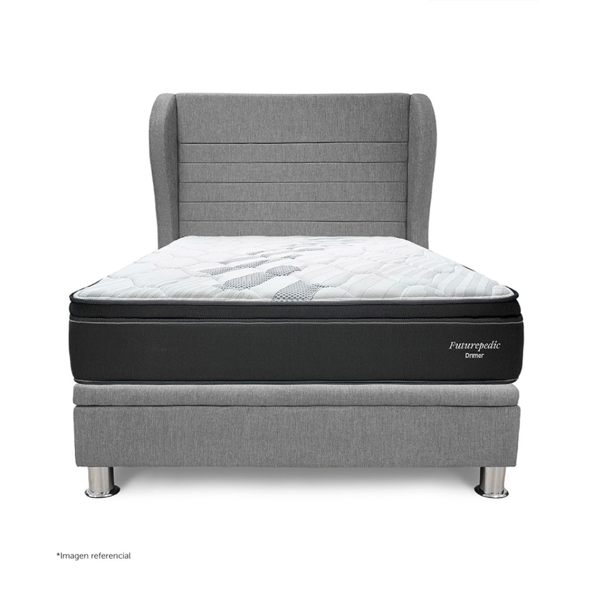 DRIMER - Dormitorio Practibox Futurepedic Queen Bretanna Gris Plata
