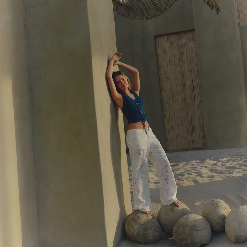 SYBILLA - Pantalón Straight Tiro Alto Mujer Sybilla x Half Naked