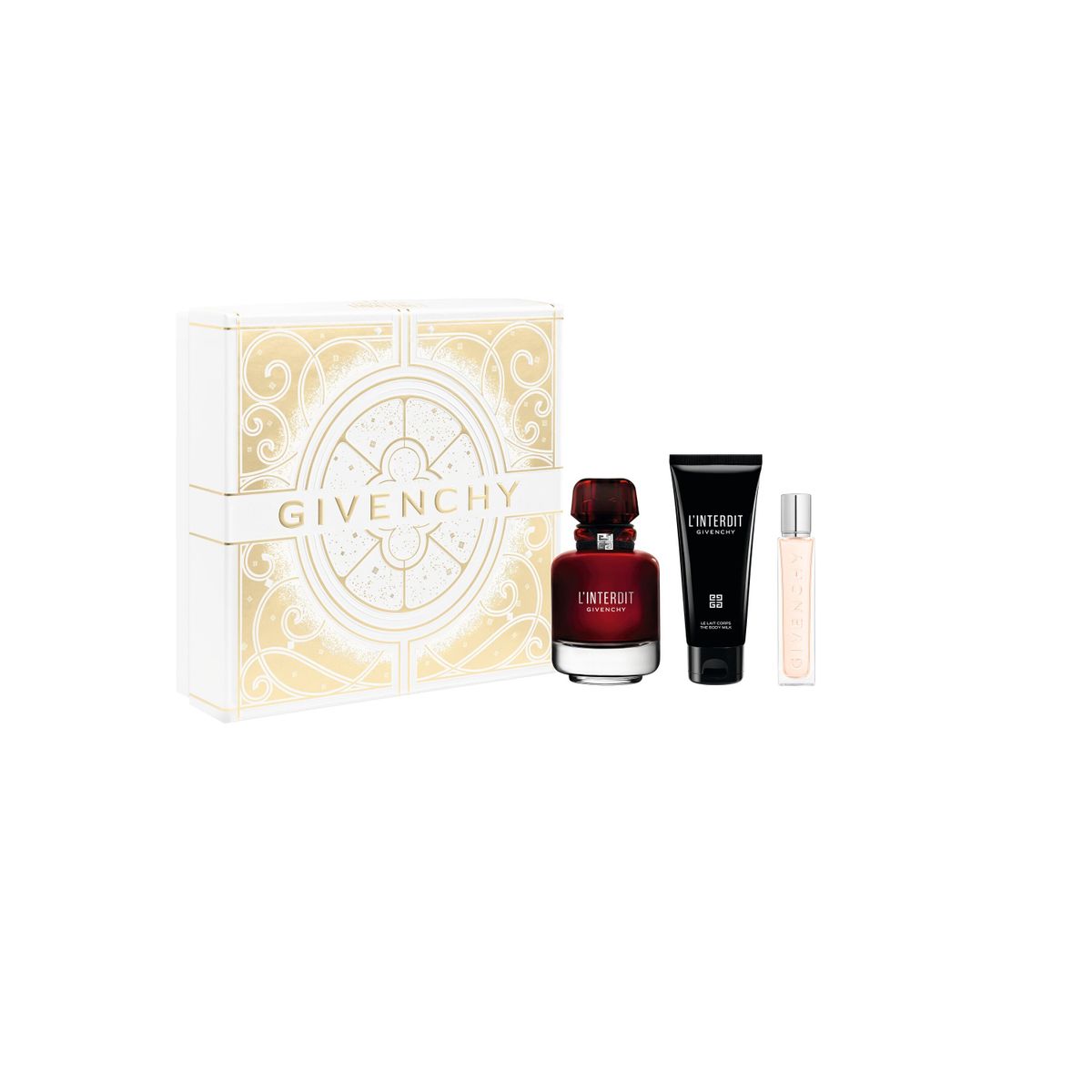 GIVENCHY - Set L'interdit Rouge Eau De Parfum 80 Ml + Body Lotion 75 Ml + Travel Spray 12.5