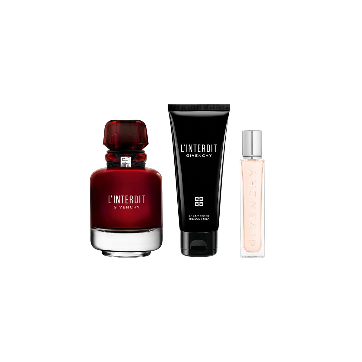 GIVENCHY - Set L'interdit Rouge Eau De Parfum 80 Ml + Body Lotion 75 Ml + Travel Spray 12.5