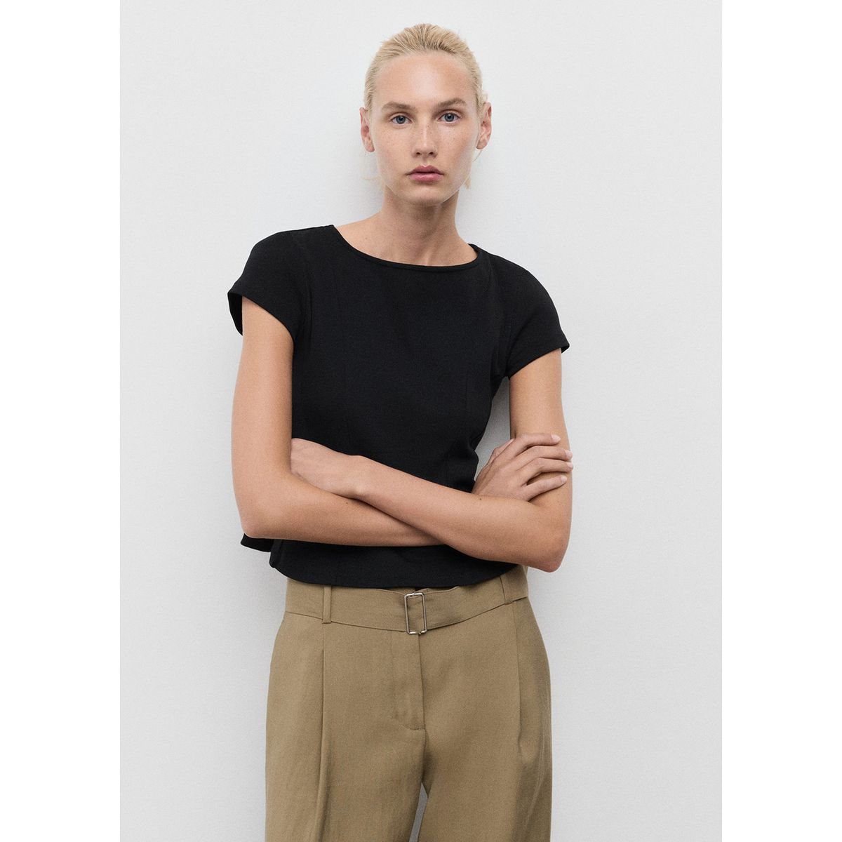 MANGO - Top Manga Corta Mujer Mango