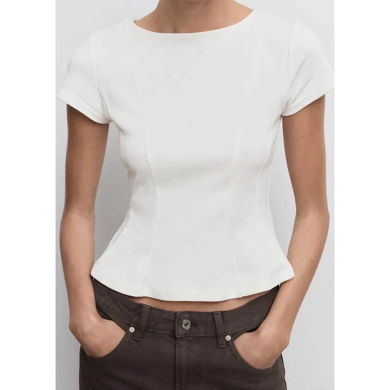 MANGO - Top Manga Corta Mujer Mango