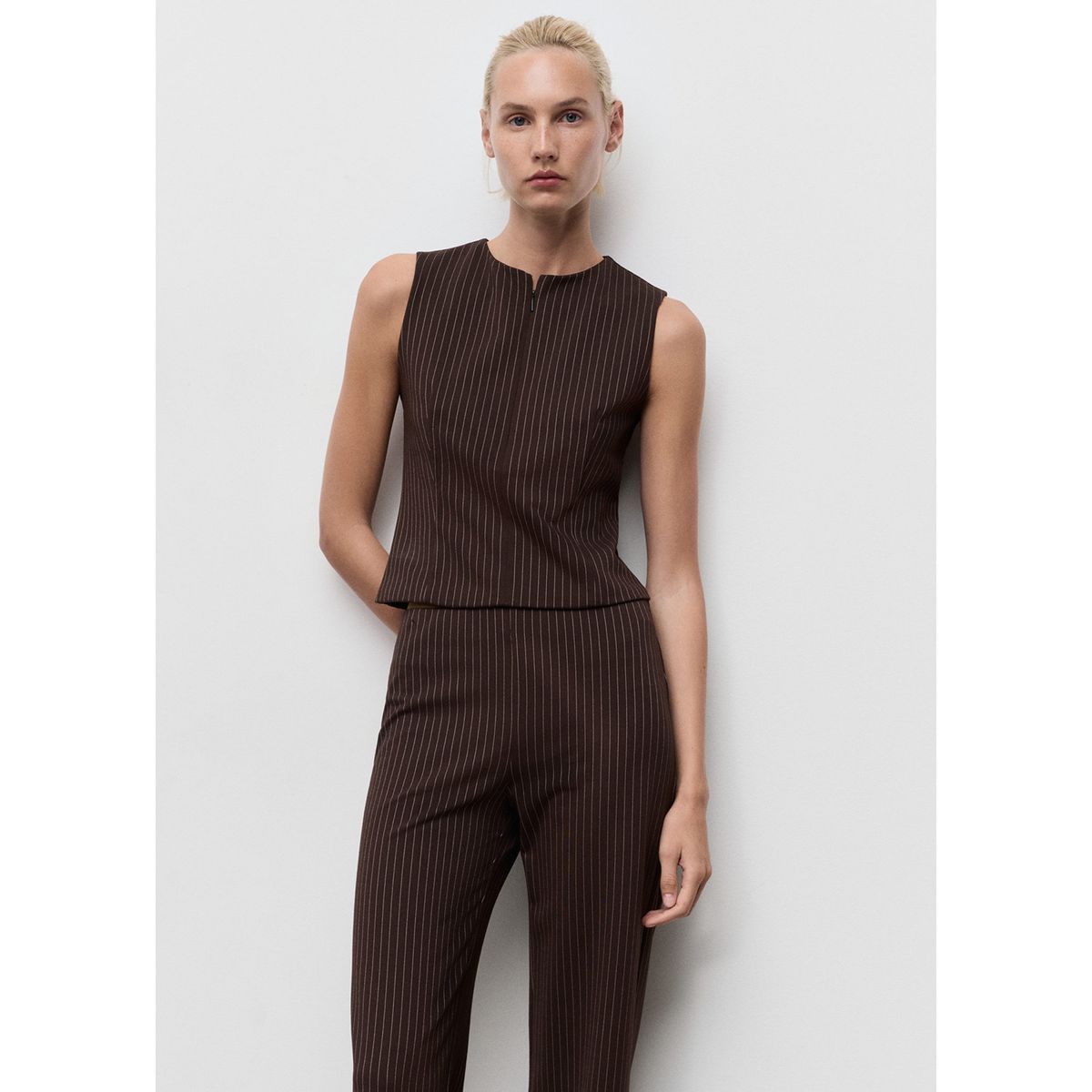 MANGO - Pantalón Straight Tiro Alto Mujer Mango