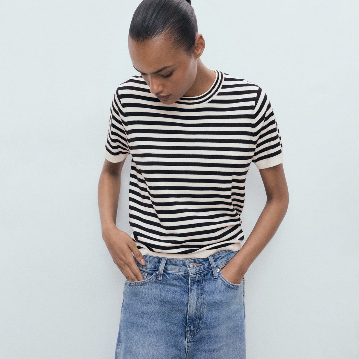 MANGO - Polo Chompa Manga Corta Mujer Mango