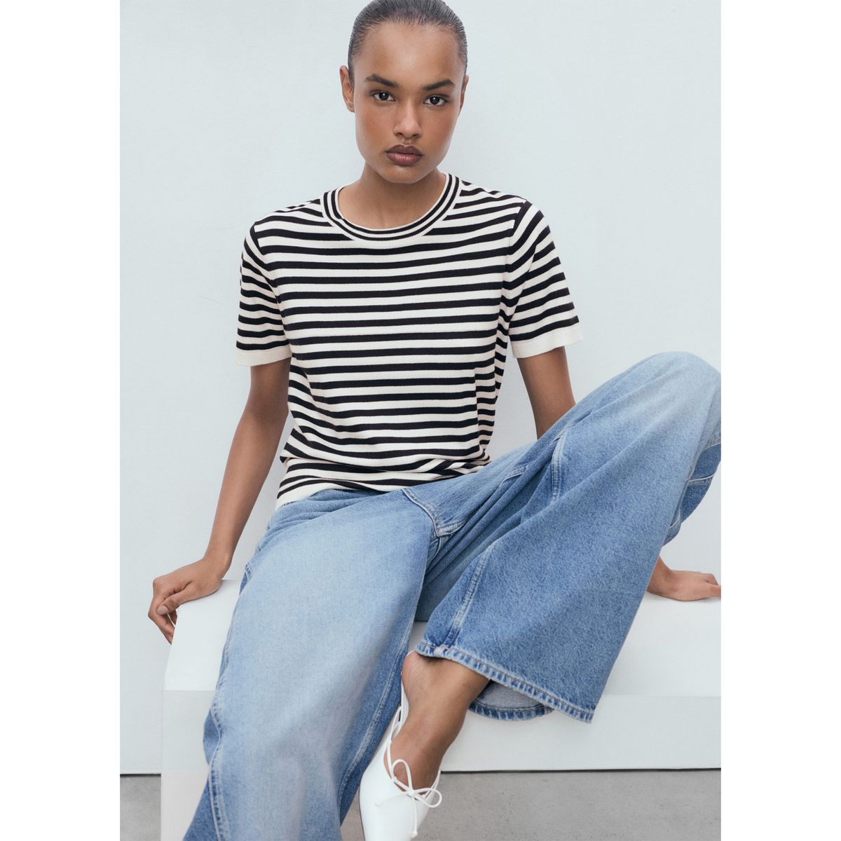 MANGO - Polo Chompa Manga Corta Mujer Mango