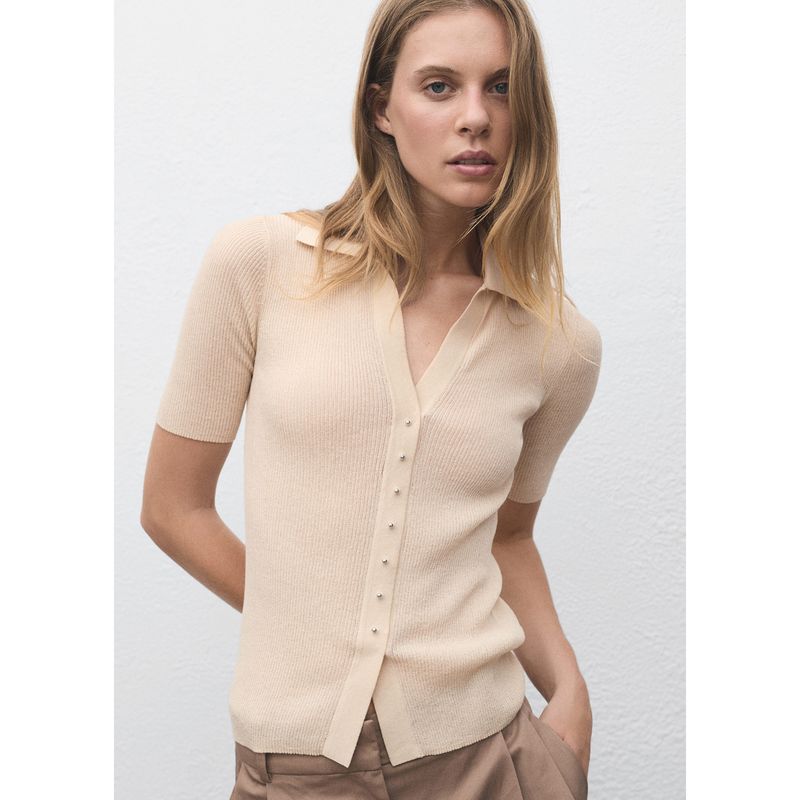 MANGO - Chompa Manga Corta Mujer Mango