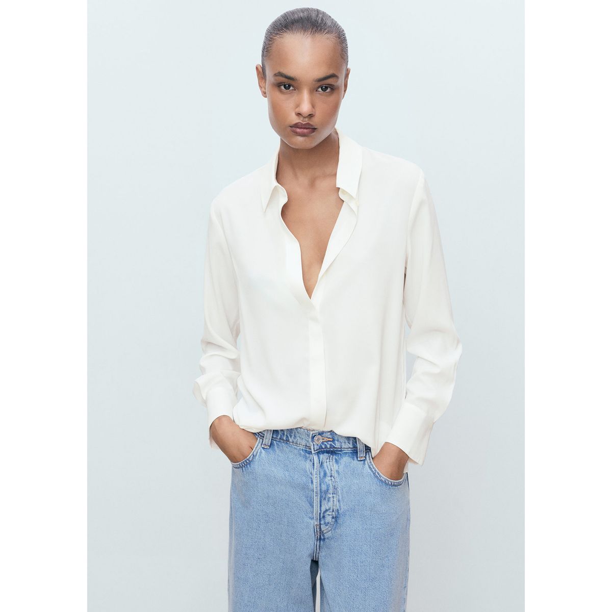 MANGO - Blusa Manga Larga Mujer Mango