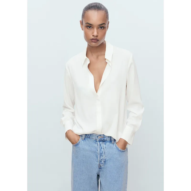 MANGO - Blusa Manga Larga Mujer Mango