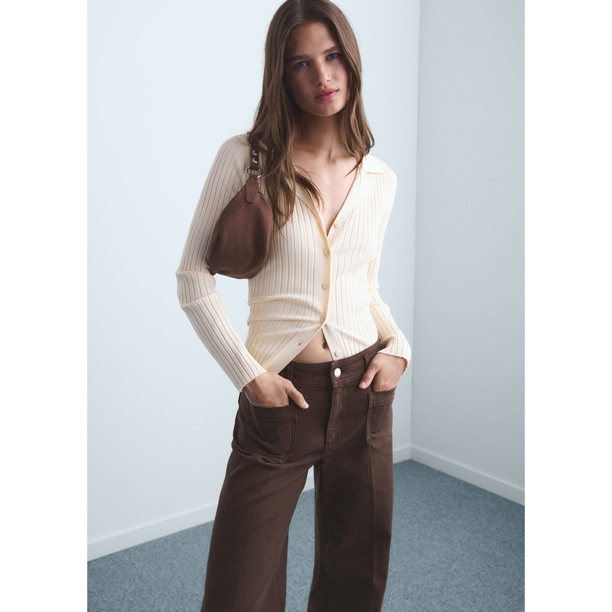 MANGO - Jean Wide Leg Tiro Medio Mujer Mango