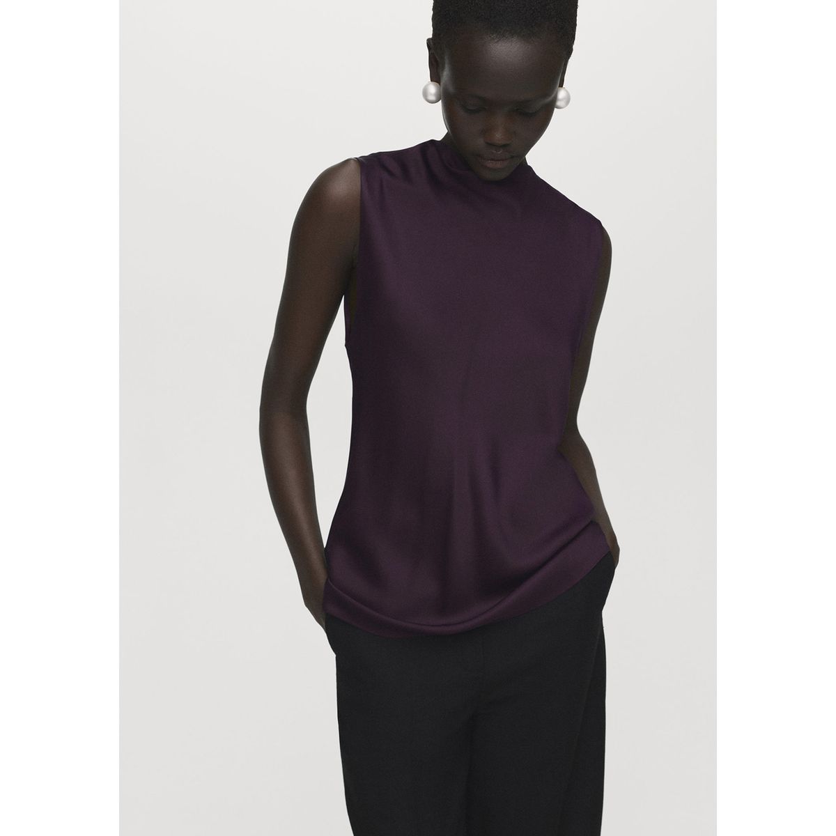 MANGO - Blusa Sin Mangas Mujer Mango