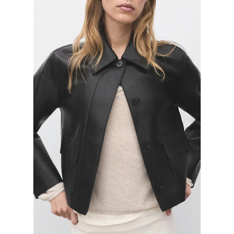 MANGO - Casaca Efecto Cuero Mujer Mango