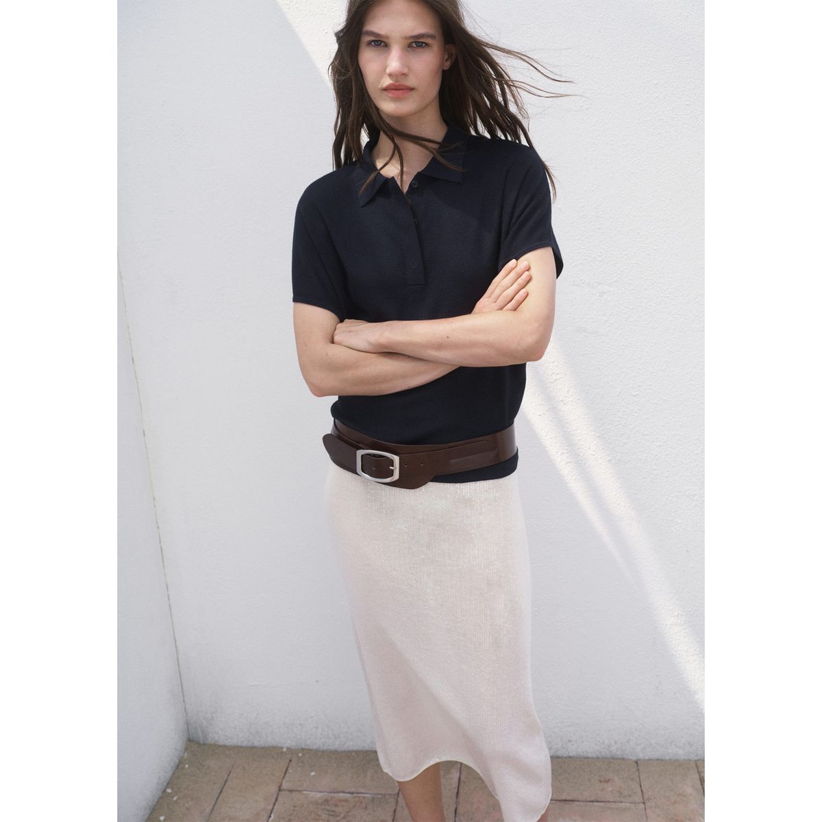 MANGO - Polo Chompa Manga Corta Mujer Mango