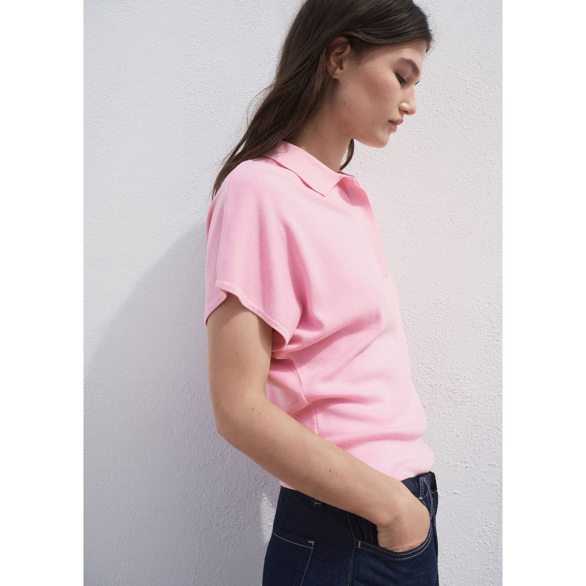 MANGO - Polo Chompa Manga Corta Mujer Mango