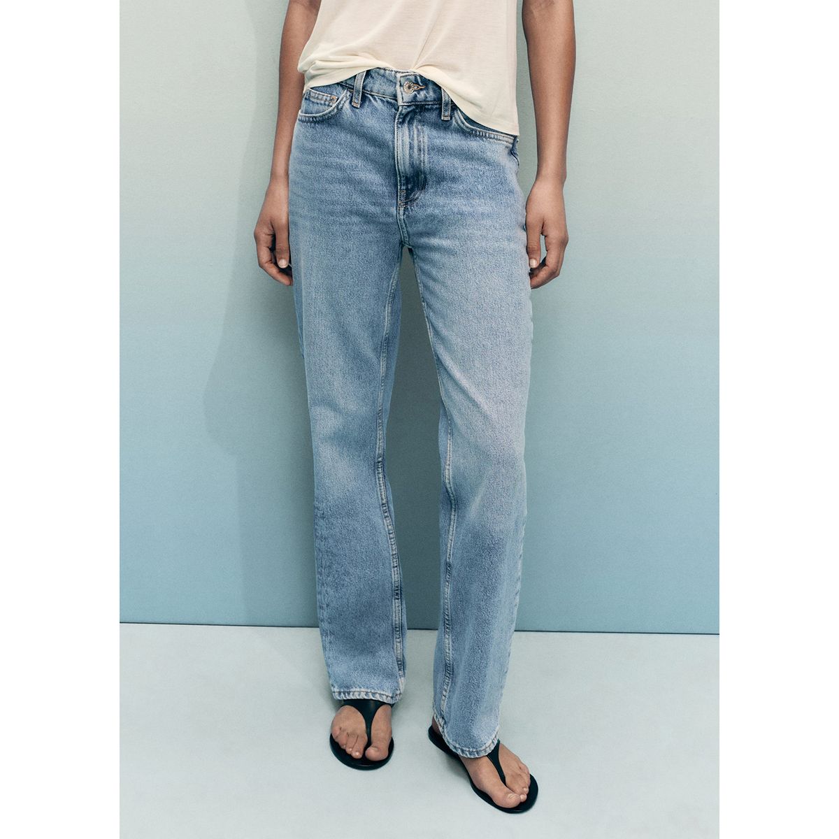 MANGO - Jean Straight Tiro Alto Mujer Mango