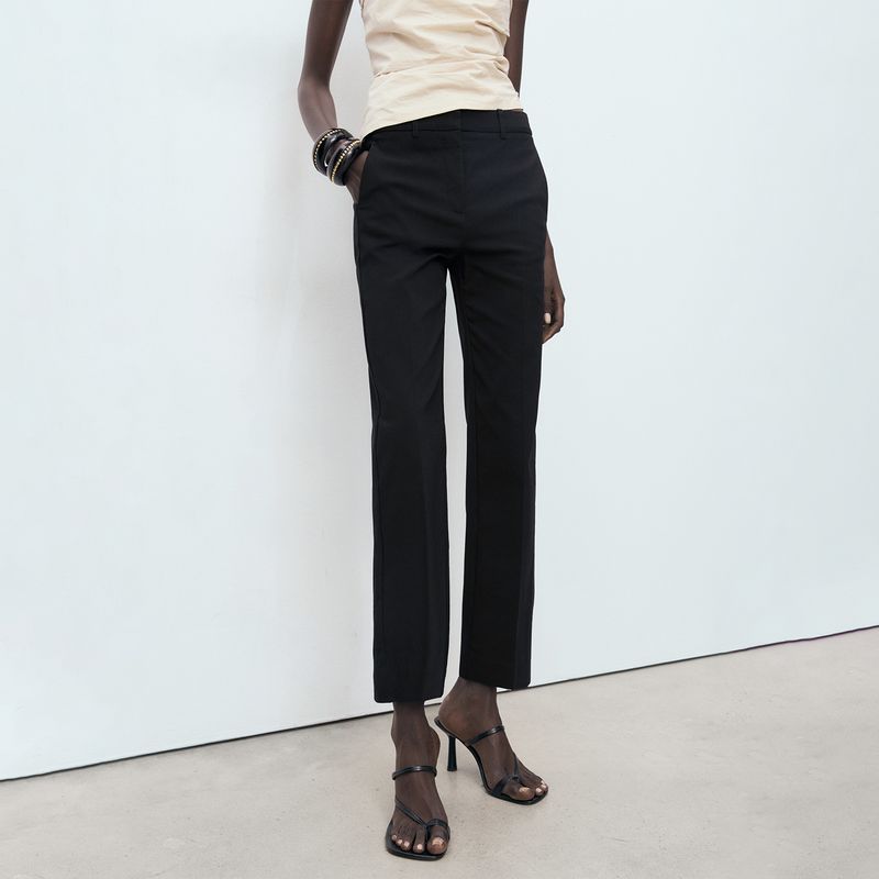 MANGO - Pantalón Straight Tiro Medio Mujer Mango