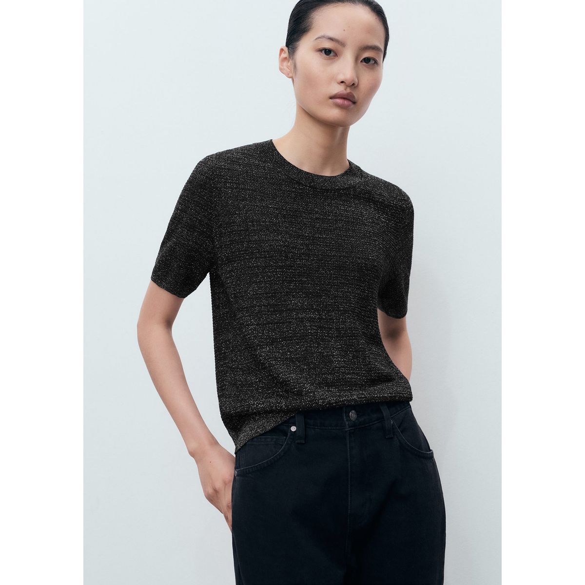 MANGO - Polo Chompa Manga Corta Mujer Mango