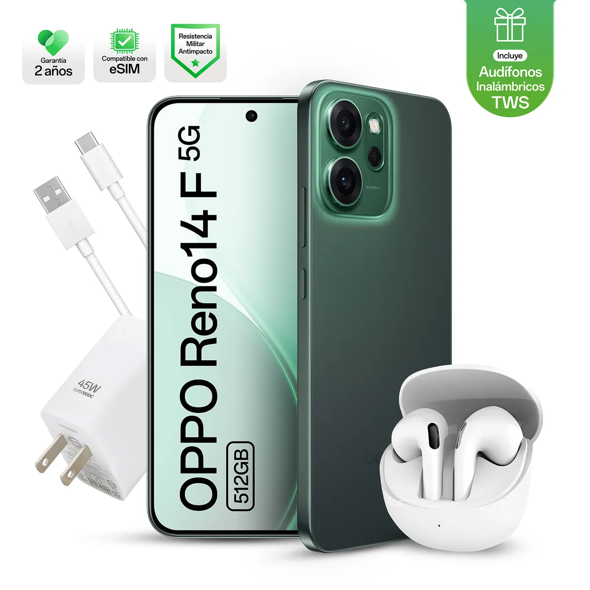 OPPO - Celular Reno14F 12GB 512GB + Audífonos HD10 Truewireless