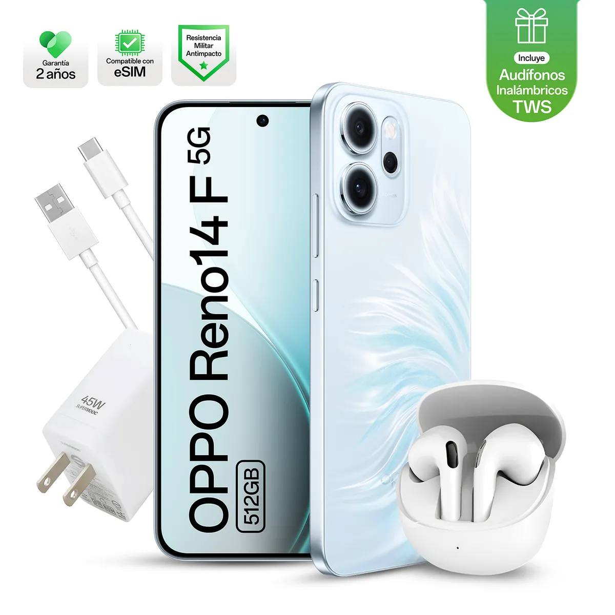 OPPO - Celular Reno14F 12GB 512GB + Audífonos HD10 Truewireless