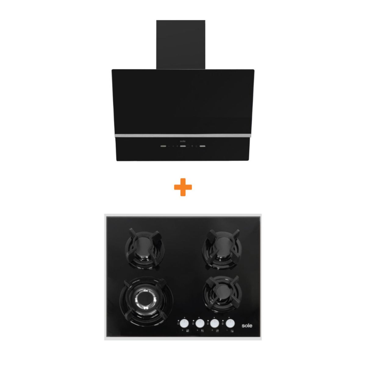 SOLE - Combo cocina empotrable gas vidrio 60cm+sole campana nimbus 60cm