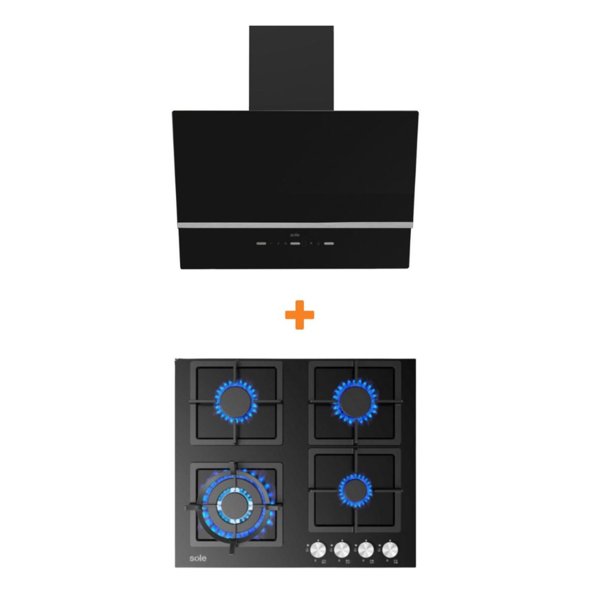 SOLE - Combo cocina empotrable gas vidrio 59cm+sole campana nimbus 60cm