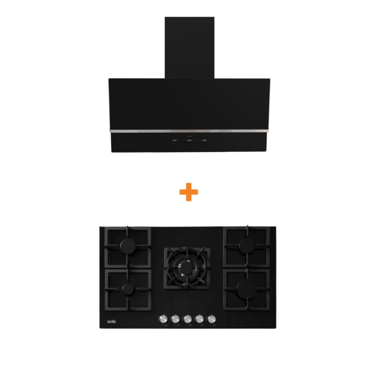 SOLE - Combo cocina empotrable gas vidrio 86cm+sole campana nimbus 90cm