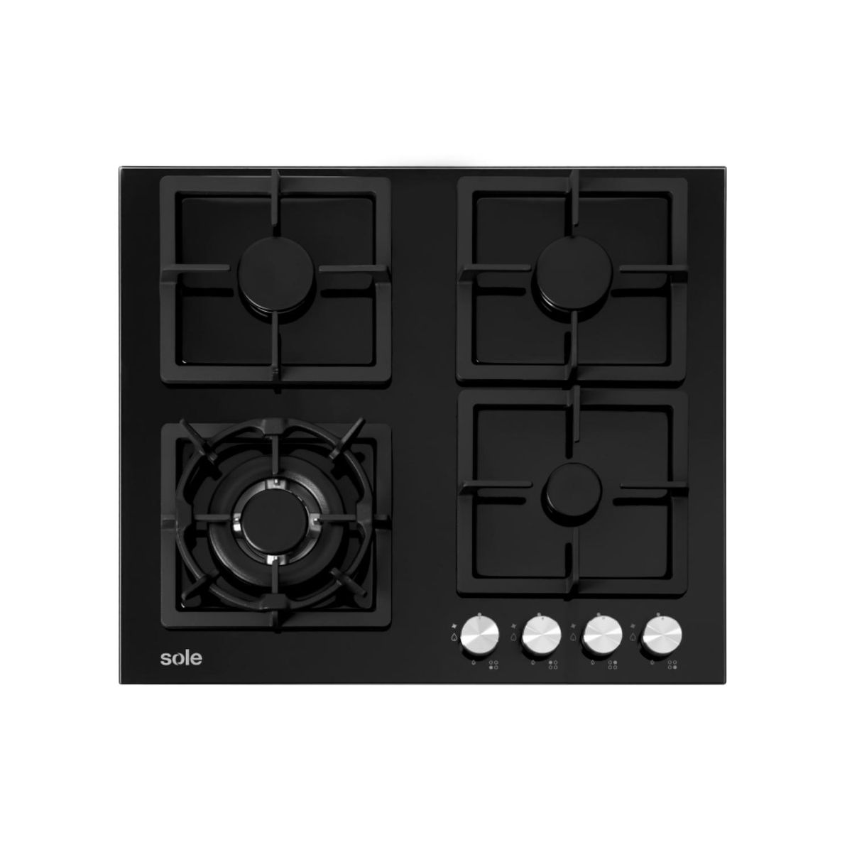 Sole - Combo cocina empotrable gas vidrio 59cm+sole campana gaia 60cm+horno empotrable electrico premium