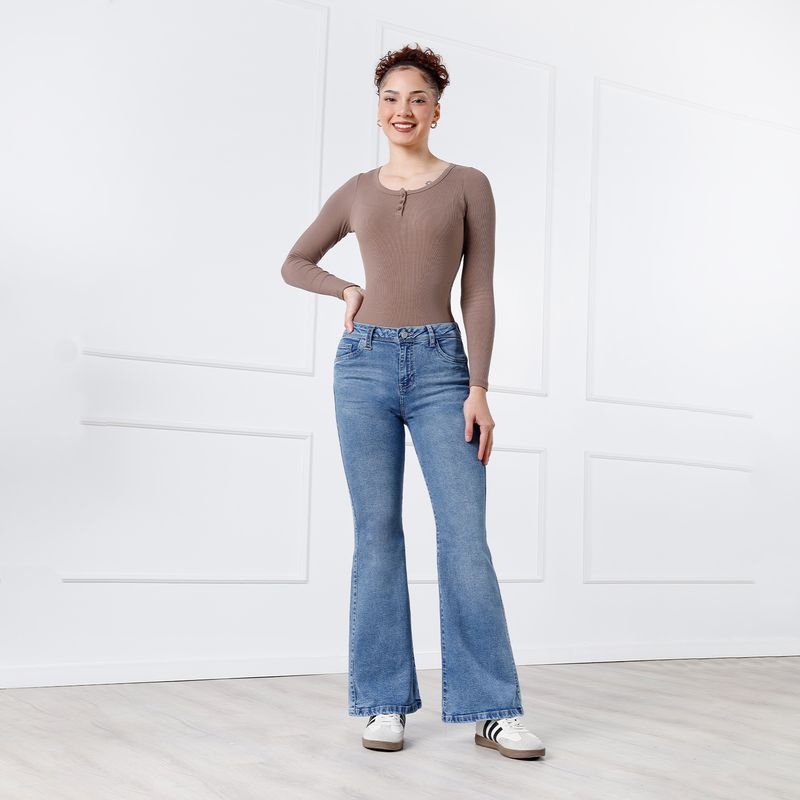 KANSAS - Jean Flare Tiro Alto Mujer Kansas