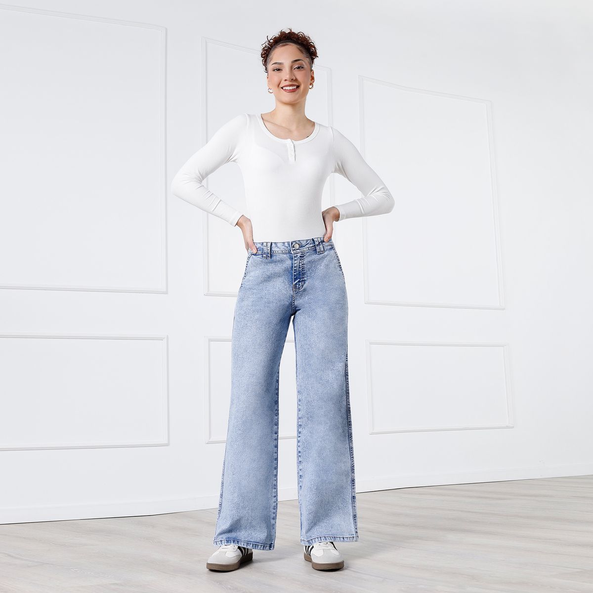 KANSAS - Jean Wide Leg Tiro Alto Mujer Kansas