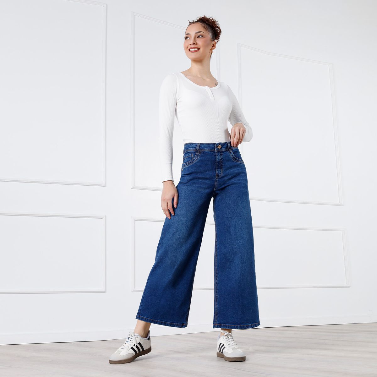 KANSAS - Jean Wide Leg Tiro Alto Mujer Kansas
