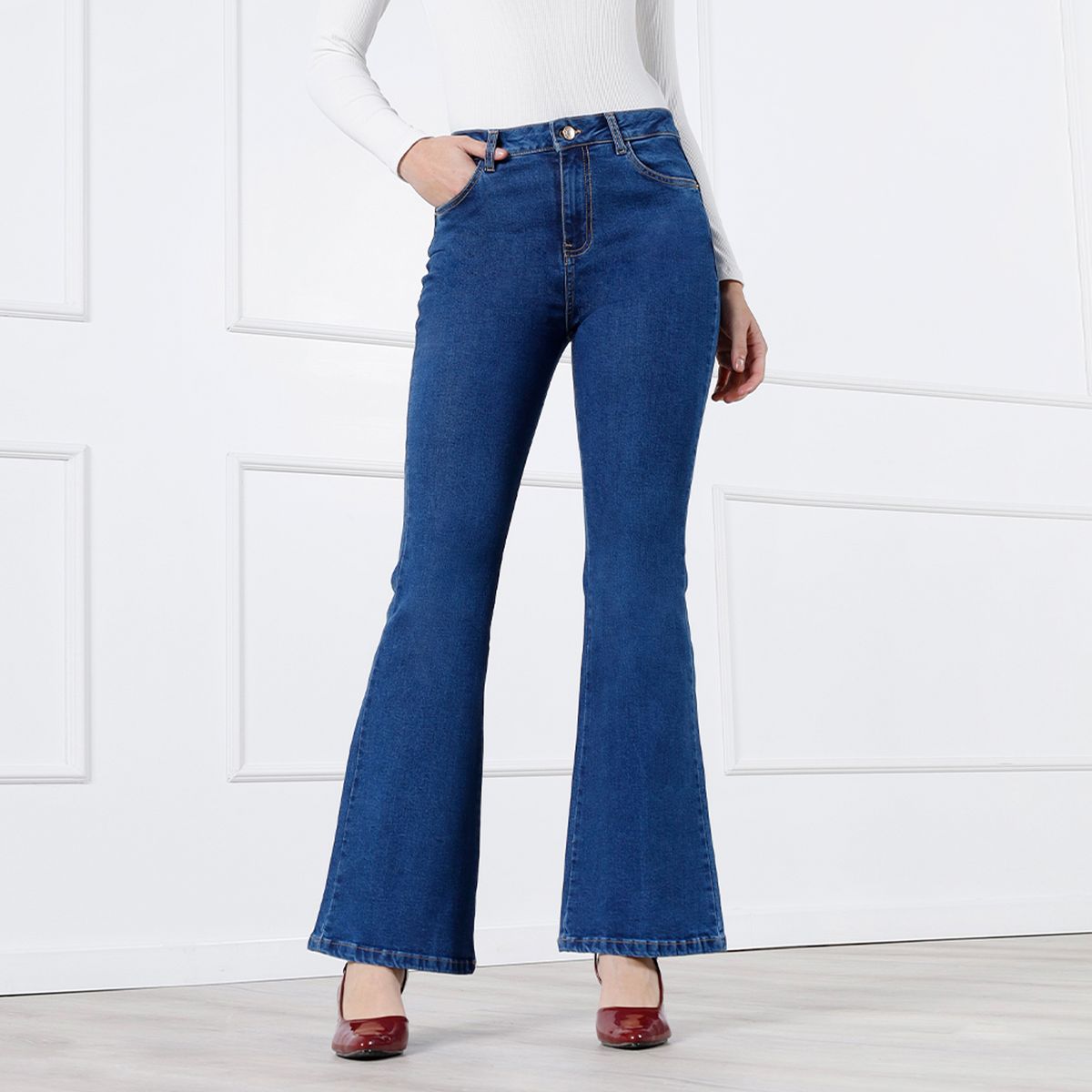 KANSAS - Jean Flare Tiro Alto Mujer Kansas