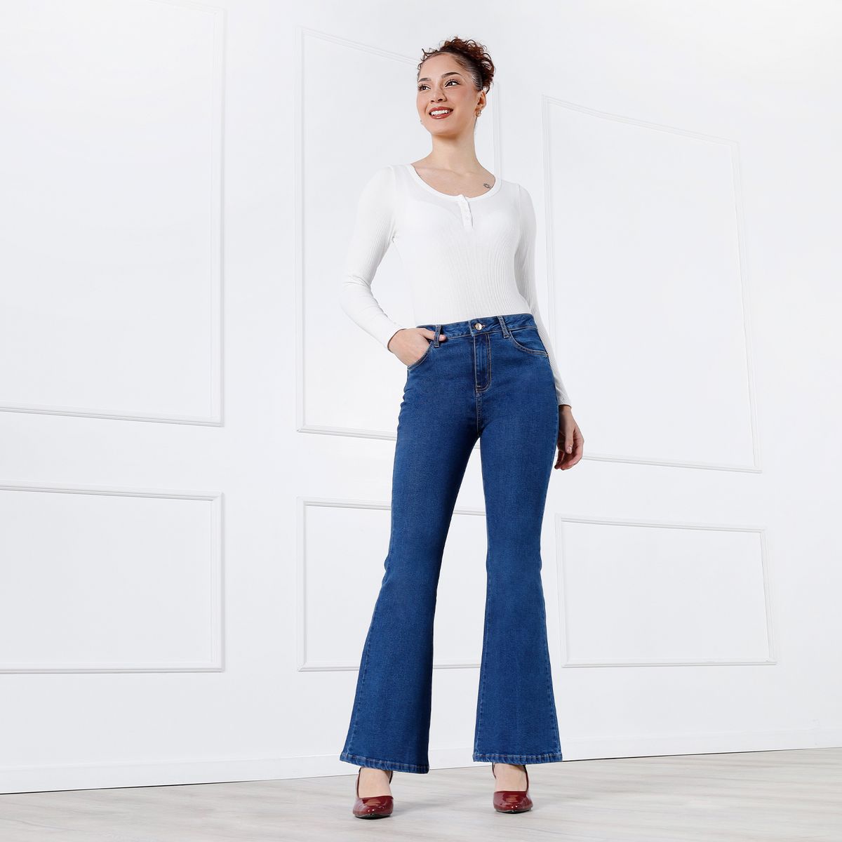 KANSAS - Jean Flare Tiro Alto Mujer Kansas