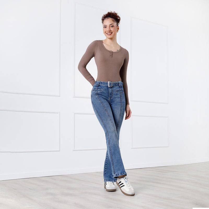 KANSAS - Jean Flare Tiro Alto Mujer Kansas