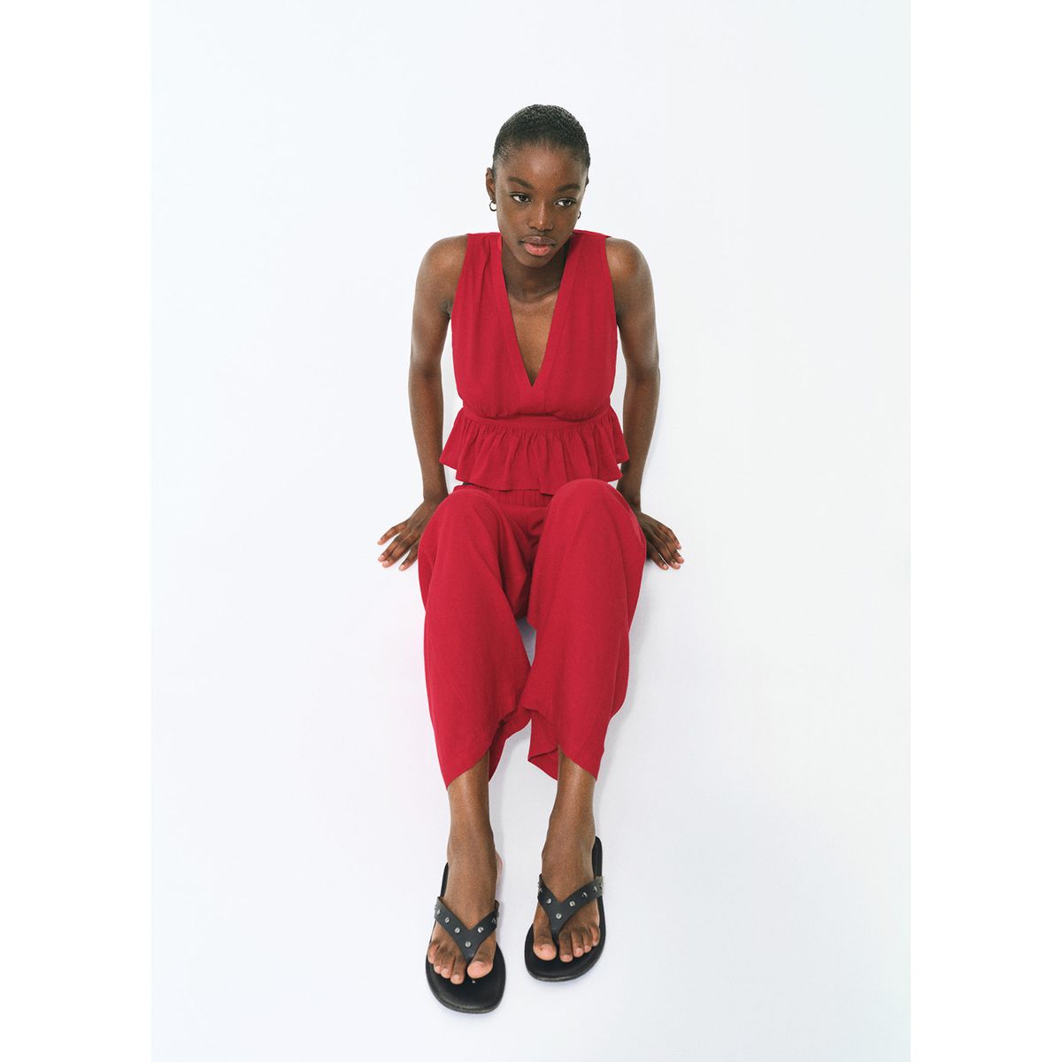 MANGO TEEN - Pantalón Fluido Tiro Medio Mujer Mango Teen