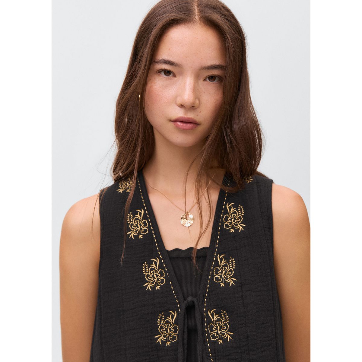 MANGO TEEN - Chaleco Bordado Mujer Mango Teen