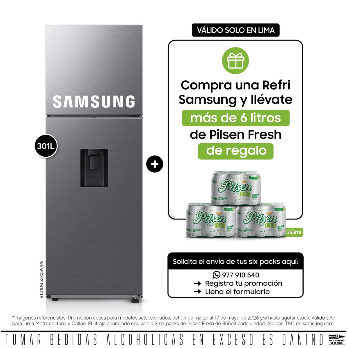 SAMSUNG - Refrigeradora Samsung Top Mount Freezer 301l Silver C/disp.