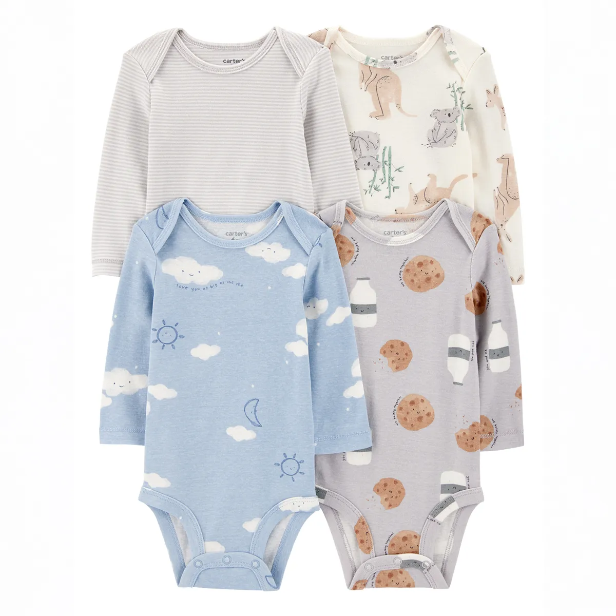 CARTERS - Body Bebé Niño Pack X4 Algodón Carters