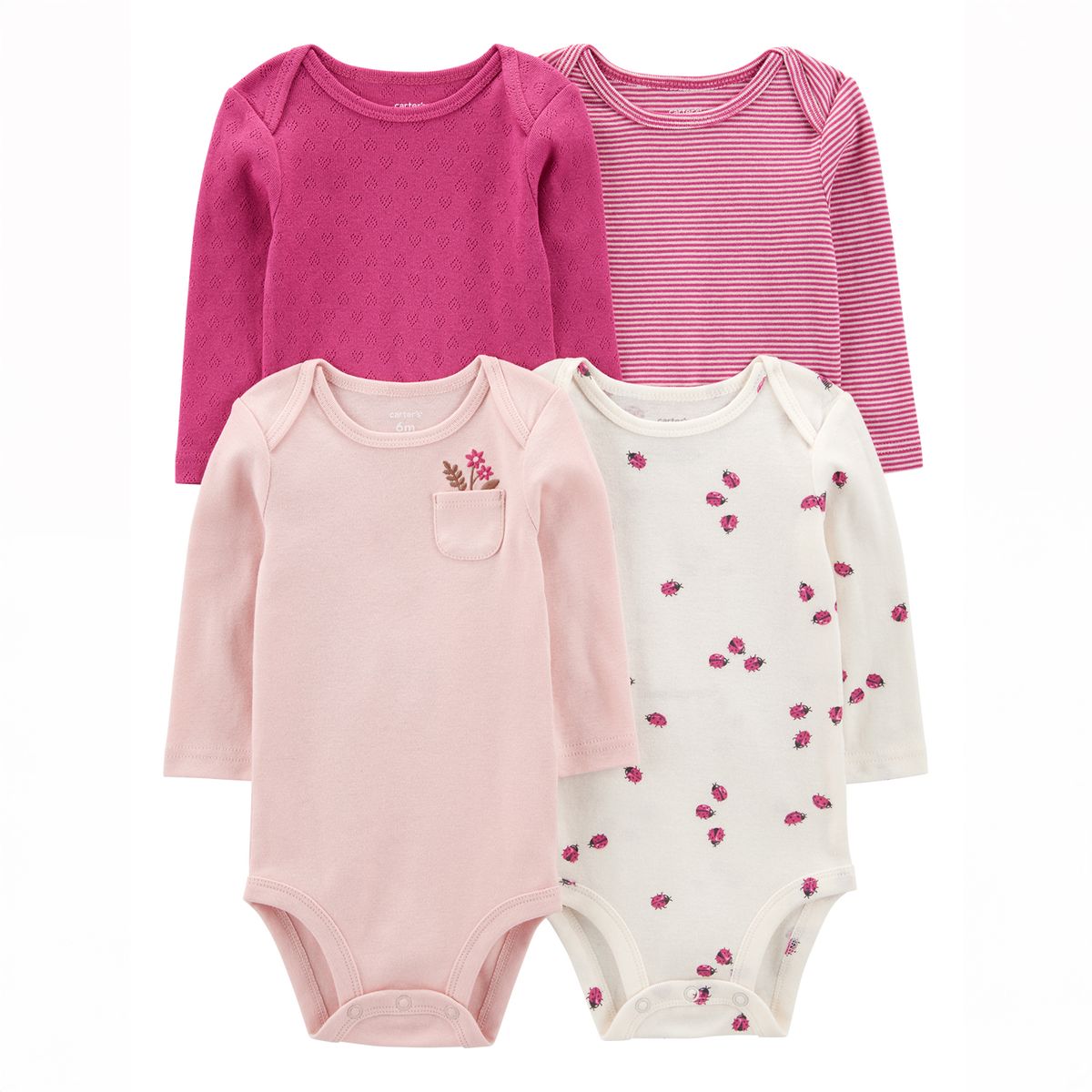 CARTERS - Body Bebé Niña Pack X4 Algodón Carters