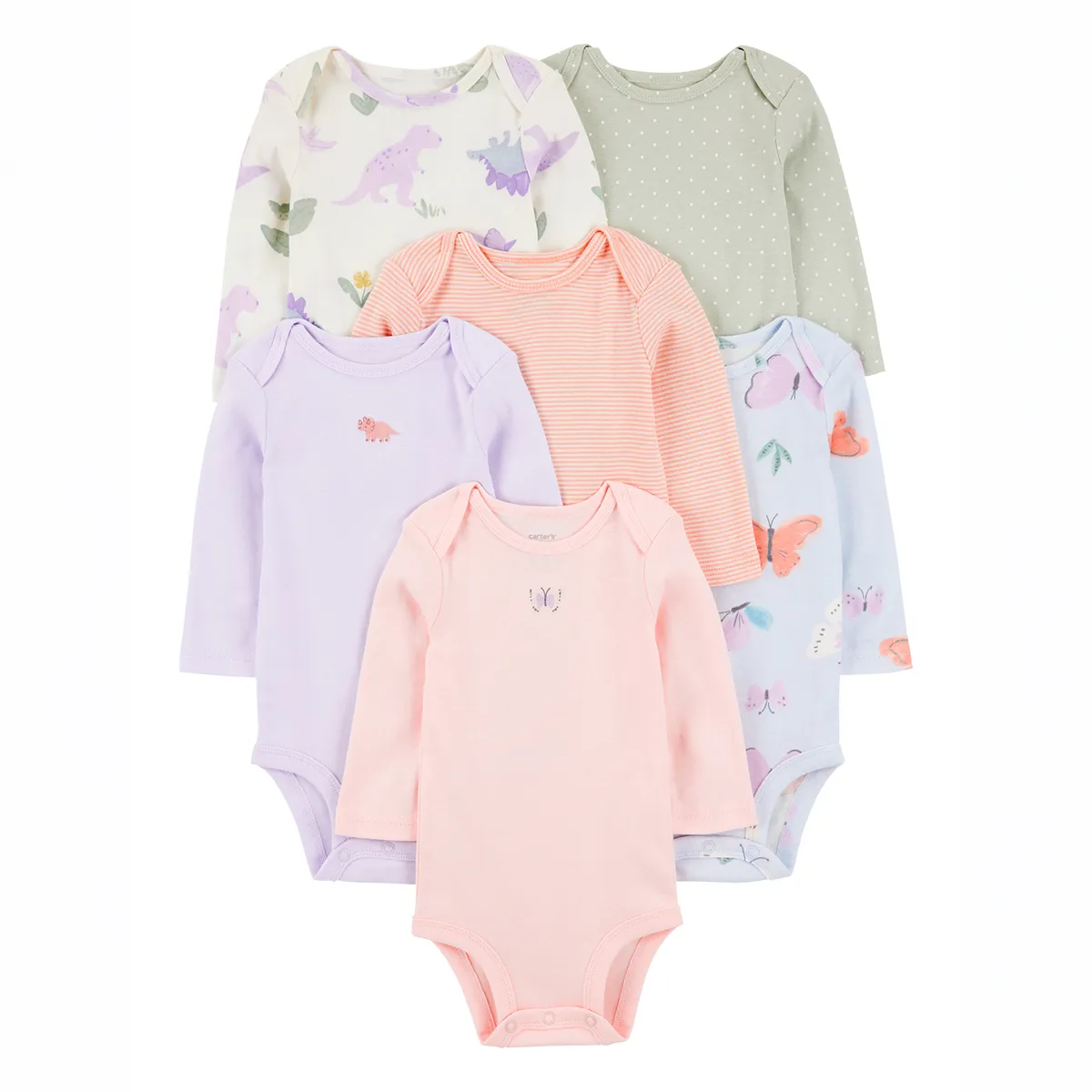 CARTER'S - Body Bebé Niña Pack X6 Algodón Carters
